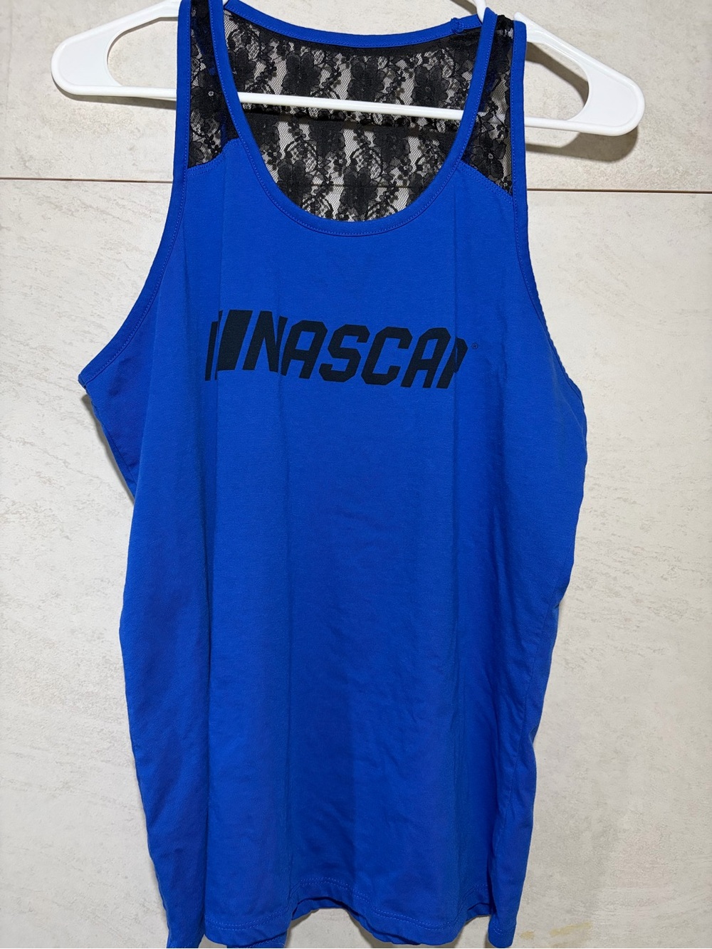 NASCAR Blue Tank Top with Black Logo and Lace